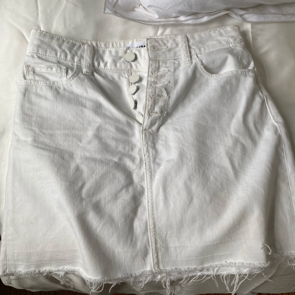 PAIGE White Denim Mini Skirt